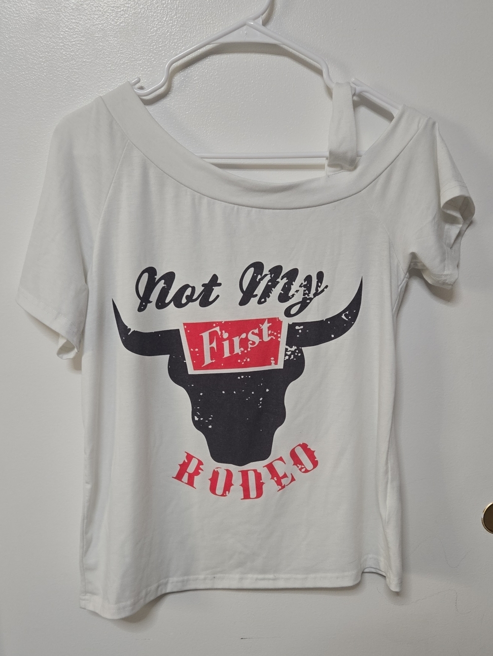 Shein White Graphic Tee with Bull Rodeo Print